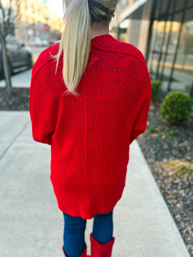 Red Knit Cardigan