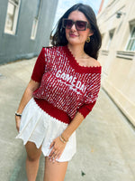 Red Sequin Gameday Top