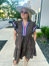 Brown Embroidered Fall Dress