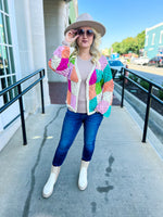 Multicolored Checkered Cardigan