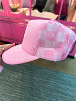 Pink Bow Checkered Cap