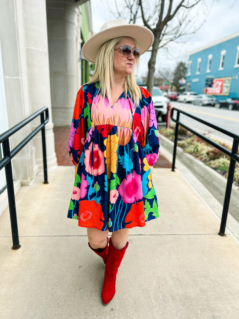 Navy Floral Dress