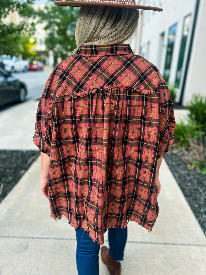 Plaid Button Down-Rust