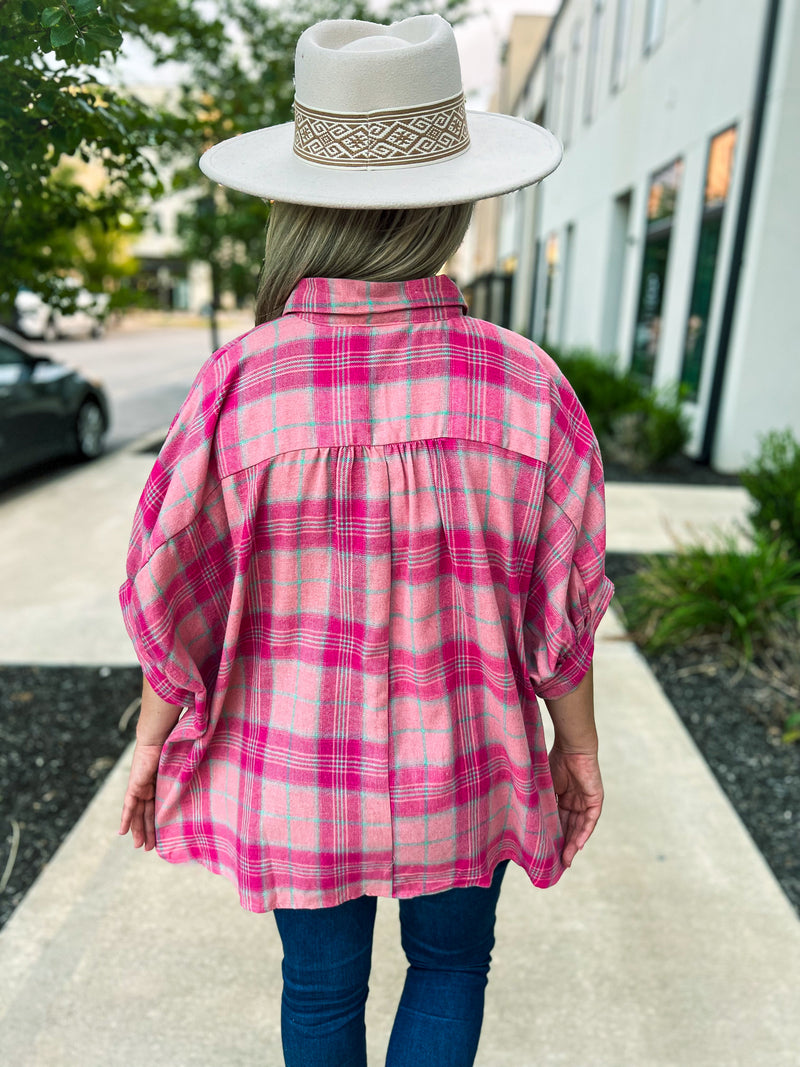 Pink Plaid Top