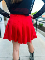 Red Pleated Skirt