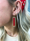 Red Bar Earrings