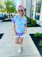 Blue Floral Umgee Top