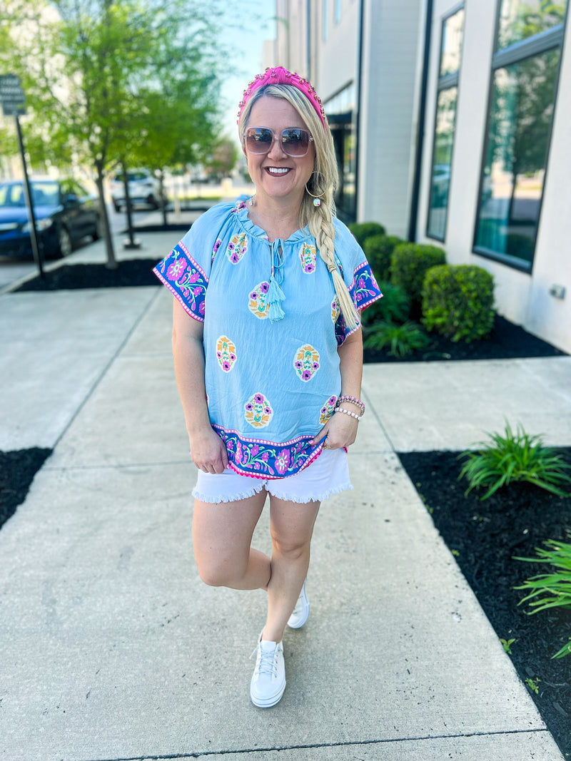 Blue Floral Umgee Top