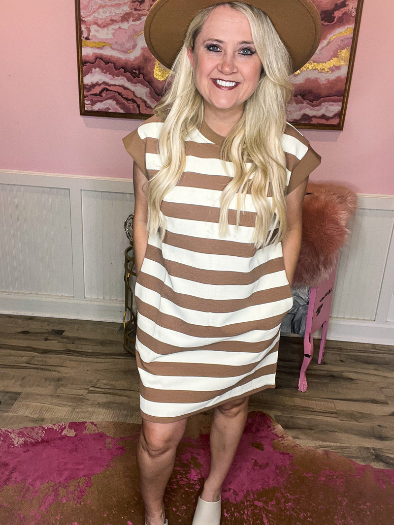 Mocha Striped Dress