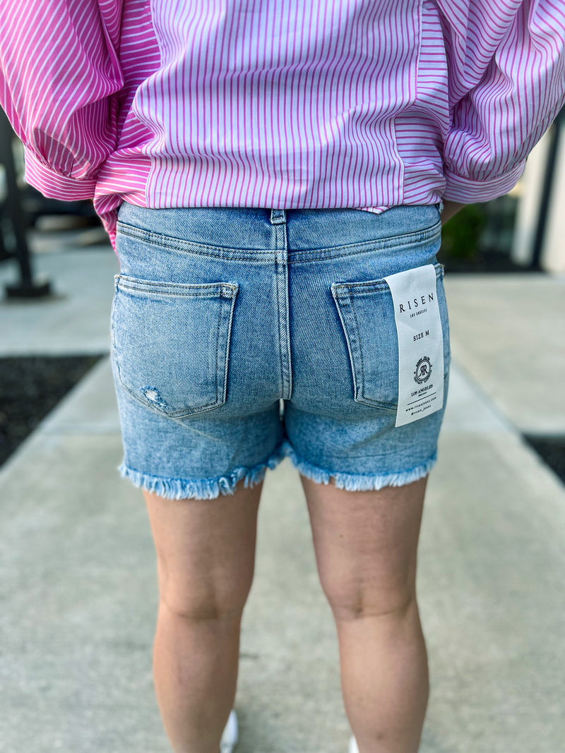 Medium Wash Risen Shorts