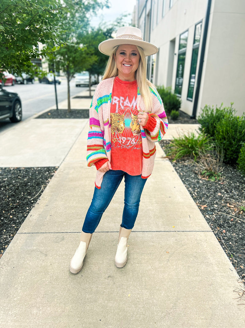 Striped Creme Multicolored Cardigan