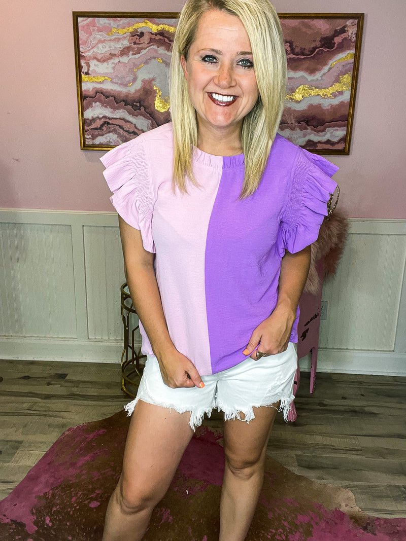 Lavender Ruffle Top
