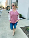 Mauve Lace Ribbed Top