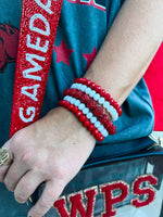 Red Gameday Bracelet Stack