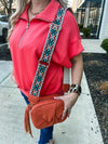 Orange Leather Purse with Guitar Strap