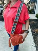 Orange Leather Purse with Guitar Strap