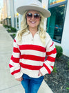 Red Striped Pullover Sweater