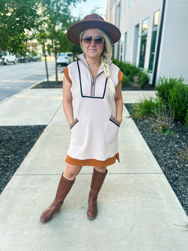 Camel Fall Pocket Dress