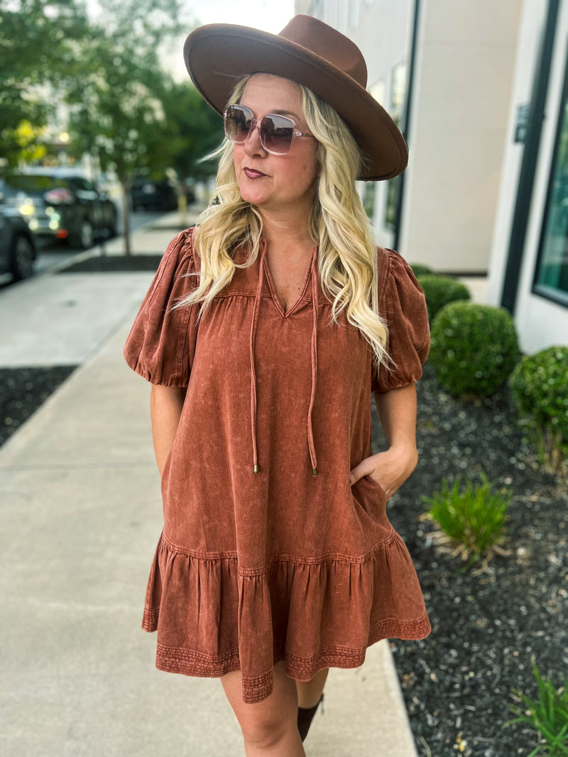 Brown Denim Dress-Entro