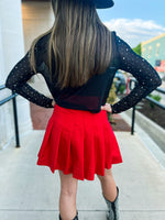 Red Pleated Skirt