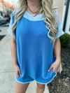 Blue Rib Knit Top