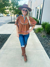 Camel Multicolored Fall Blouse