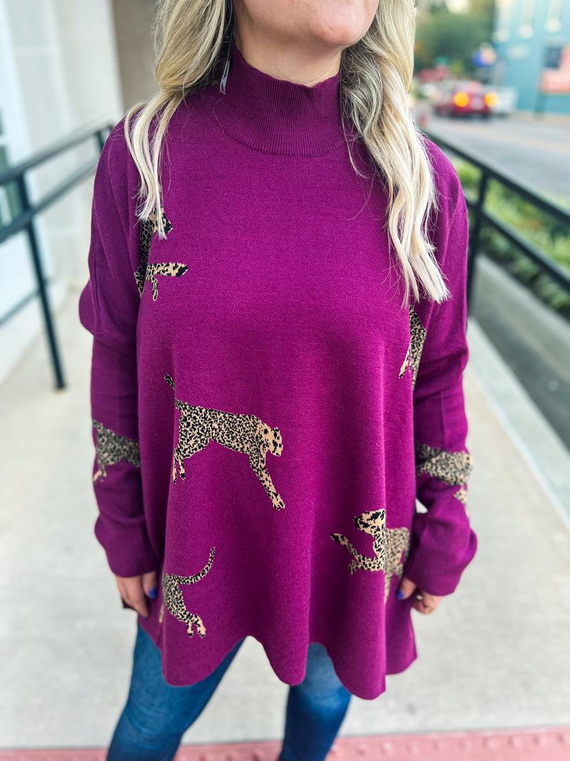 Plum Cheetah Sweater