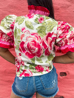 Pink & Red Floral Entro Top