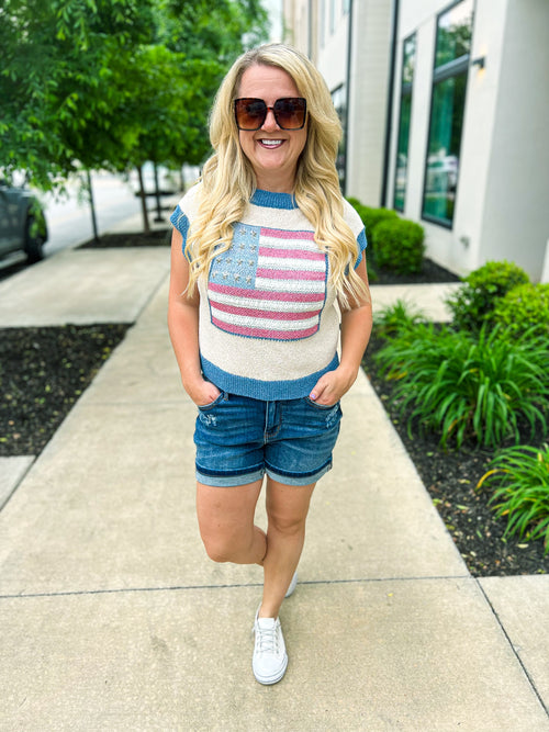 Sleeveless USA Plaid Sweater