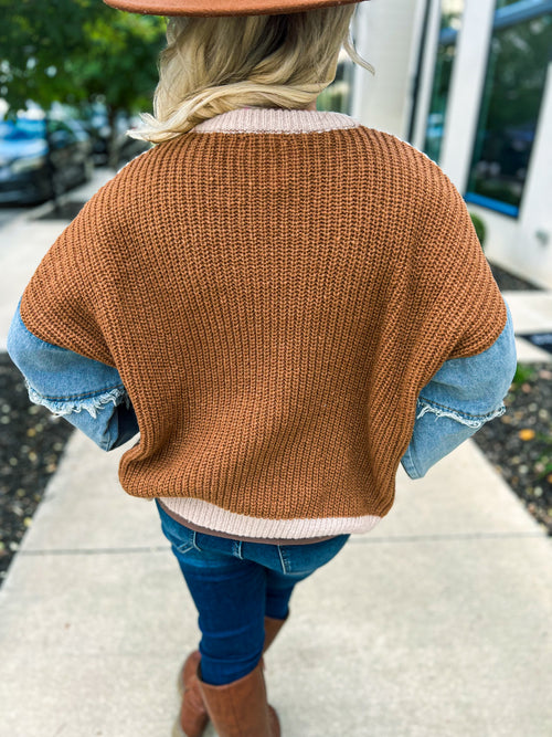 Brown Denim Sweater