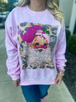 Pink Rhinestone Santa Sweatshirt