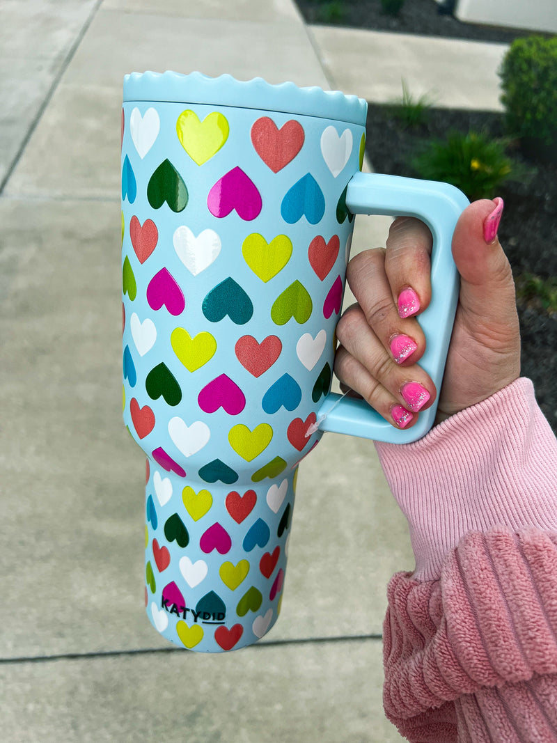 Multicolored Hearts Tumbler