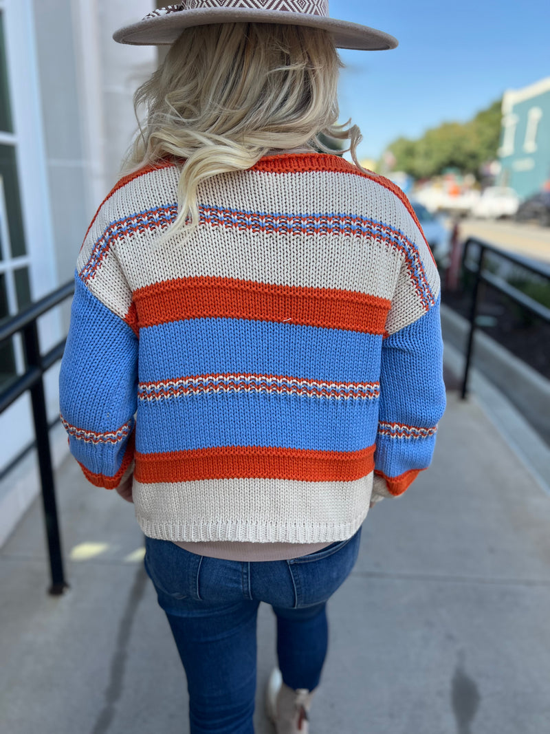 Orange & Blue Striped Sweater