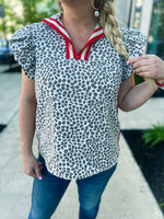 Animal Print Ruffle Top Entro