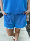 Blue Rib Knit Shorts