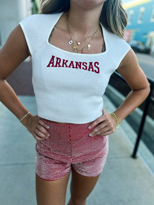Gameday Studded Shorts-Red