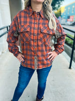Rust Plaid Leopard Top