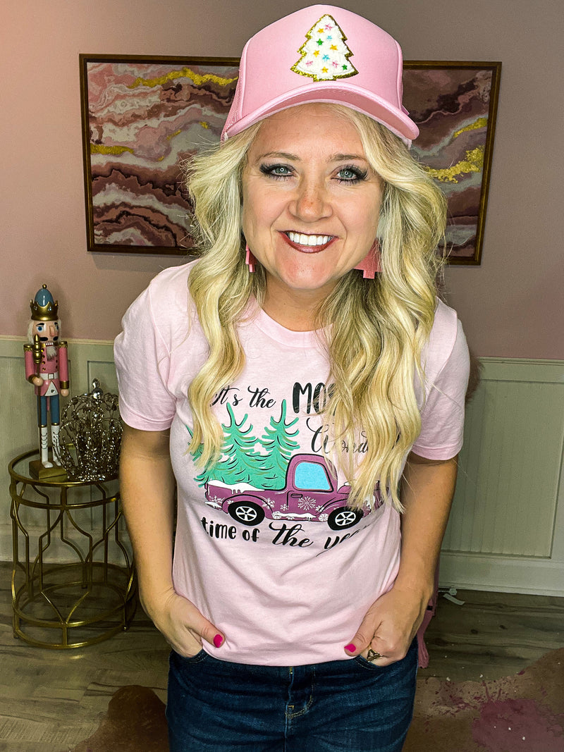 Pink Christmas Truck Tee