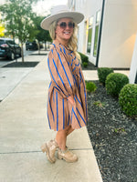 Brown & Blue Striped Dress