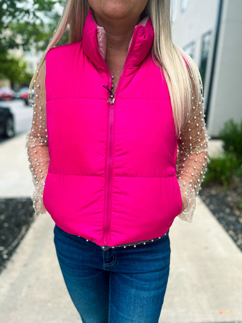 Puffer Vest-Pink