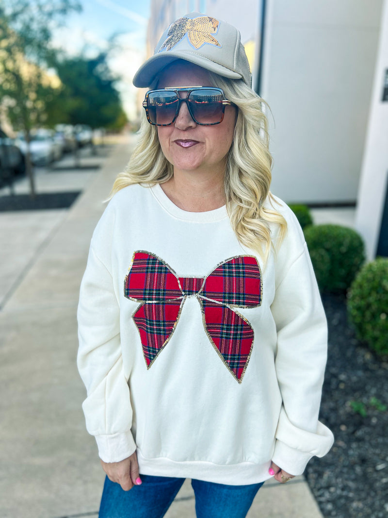 Creme Bow Sweatshirt