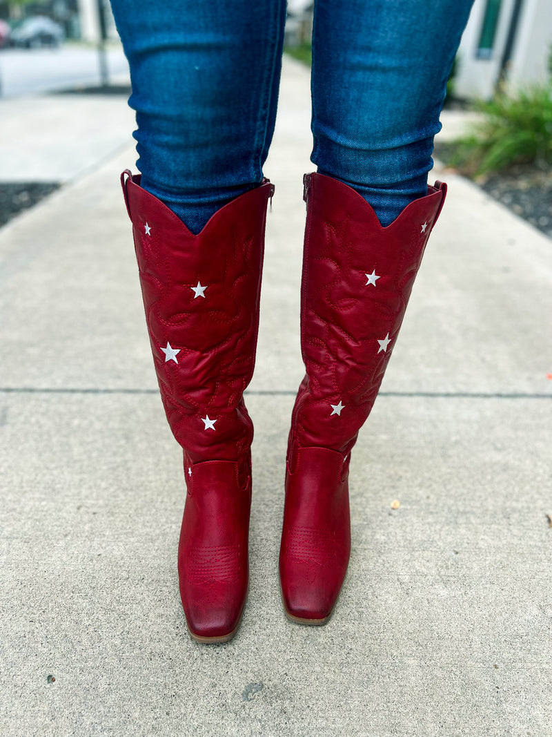 Red Gameday Boots with Stars