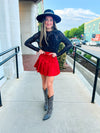 Red Pleated Skirt