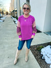 Magenta Ribbed Long Sleeve Top