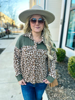 Cheetah Ribbed Button Up