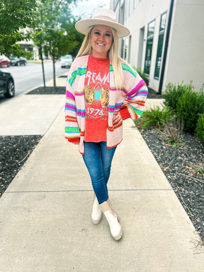 Striped Creme Multicolored Cardigan