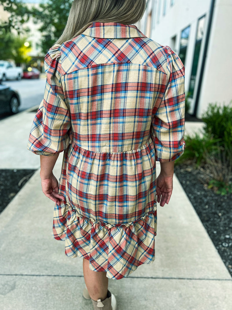 Plaid Creme Dress