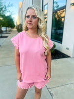 Pink Pearl Sleeve Top