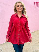 Red Button Up Blouse