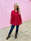 Red Button Up Blouse